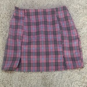 SHEIN Pink Plaid Mini Skirt